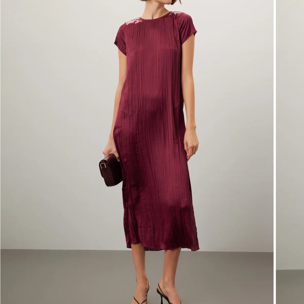 Madewell short sleeve midi dress in plissé